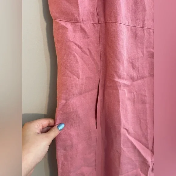 Eileen Fisher 100% Linen Pink Long Dress Sleeveless - Picture 2 of 6